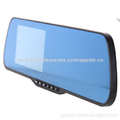 Car Rear-view Mirror, AllWinner A10 Solution, Anti-glare Blue Glass, G-sensor and Motion Detection